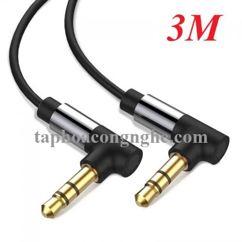 Ugreen 30560 3M màu Đen Cáp âm thanh 2 đầu 3.5mm dương 2 đầu vuông góc mạ vàng AV139 30030560